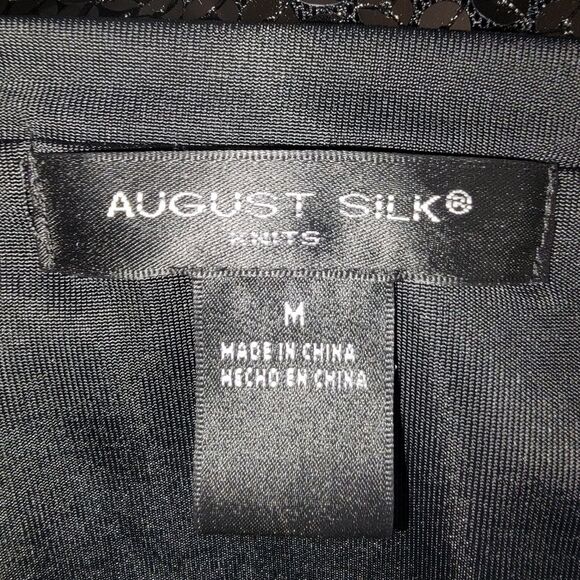 August Silk Knits black sequin top blouse size Medium - Picture 5 of 7